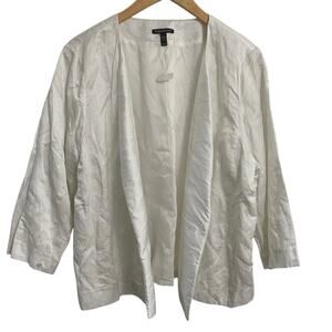 Eileen Fisher White Metallic Blazer Women's Size XL 3/4 Sleeve Party Wedding